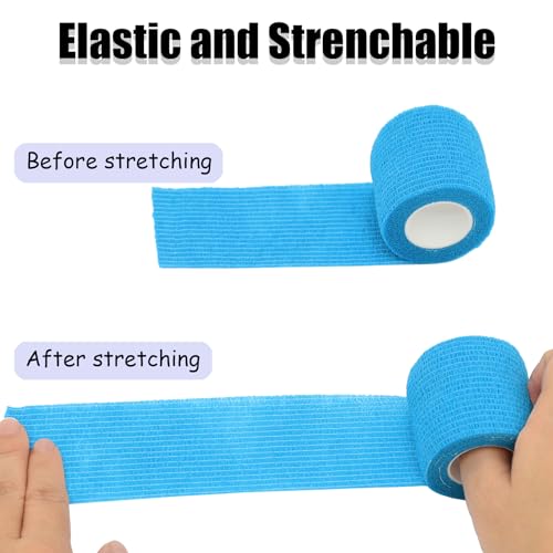 6 Pack Light Blue Self Adhesive Bandage Wrap 2 Inches x 5 Yards - color: Light Blue, size: 2 Inch