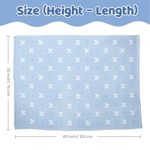 SANDJEST Blue Bow Minky Blanket 30 x 40 Inches, Gift for Christmas Birthday - color: Bow 1