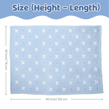 SANDJEST Blue Bow Minky Blanket 30 x 40 Inches, Gift for Christmas Birthday - color: Bow 1