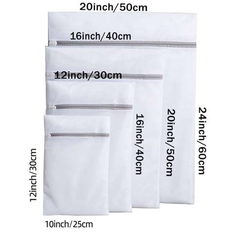 Mesh Laundry Bags, Mesh Wash Bags Durable Mesh Structure with Strong Zipper, Suitable for Underwear, Delicate Clothes, Pants, Shoes (Small Fine Mesh, XS+S+M+L(10*12in+12*16in+16*20in+20*24in) - size: XS+S+M+L(10*12in+12*16in+16*20in+20*24in)