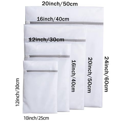 Mesh Laundry Bags, Mesh Wash Bags Durable Mesh Structure with Strong Zipper, Suitable for Underwear, Delicate Clothes, Pants, Shoes (Small Fine Mesh, XS+S+M+L(10*12in+12*16in+16*20in+20*24in) - size: XS+S+M+L(10*12in+12*16in+16*20in+20*24in)