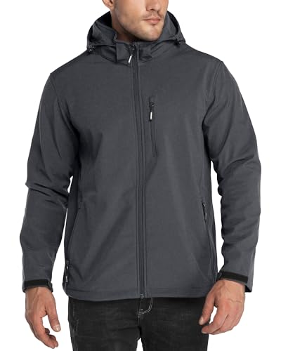 Outdoor Ventures Men's Softshell Jacket Waterproof Fleece Rain Shell Coat - color: Darkgrey Melange, size: Small