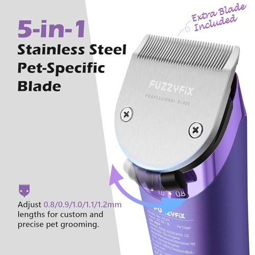 Professional Dog Grooming Clipper with 5-in-1 Replacement Blade - color: Purple