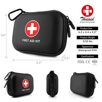 Mini First Aid Kit, 100 Pieces Water-Resistant Hard Shell Small Case - Perfect for Travel, Outdoor, Home, Office, Camping, Hiking, Car (Black) - color: Black