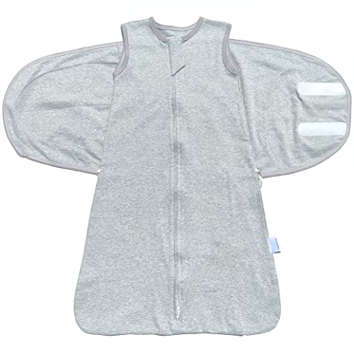 Swaddle Sack for Baby 3-Ways Adjustable Swaddling Sleeping Bag Cotton Wearable Blanket for Newborn Boys and Girls, 4 Season, 3-9 Months (Gray) - color: Gray