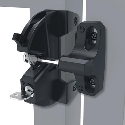 D&D Technologies LL3ABL LokkLatch Gate Latch with External Access Button, Key Lockable and Operates On Both Sides of The Gate, for Square Frame Post, Metal, Wood, Vinyl Fence Gates, Black