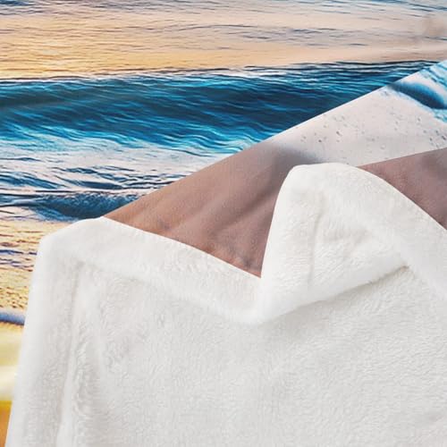 Ocean Wave Fleece Throw Blanket for Bed Sofa Couch Summer Sea Beach Sherpa Blanket Hawaiian Tropical Palm Tree Printed Soft Women Men Plush Fuzzy Air Conditioner50 x60 - color: Multi 10, size: Throw