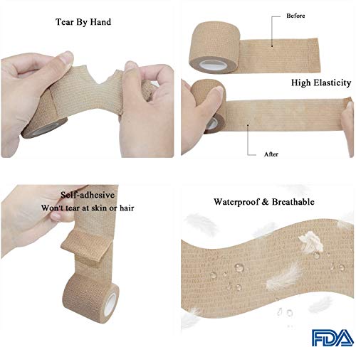 4 Inch x 12 Pack Self-Adhesive Bandages - 5 Yards, Sterile, Breathable, Latex Free, Ideal for Ankle, Wrist, Sprains, Purple - color: Purple, size: 12Rolls