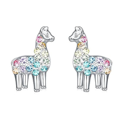 Cat Dinosaur Dragon Horse Stud Earrings for Women,Animal Wolf Sloth Fox LLama Butterfly Earrings Gifts Jewelry - color: Stud Llama
