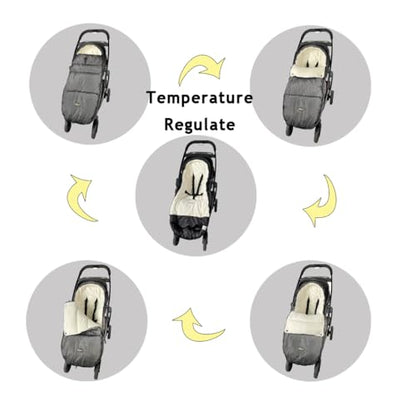 CozyMe Stroller Footmuff - Adjustable Winter Stroller Blanket Evolution for Toddler, Multi Purpose Fleece Lined Warm Hooded Bunting Bag for Baby, Water Repellent | (6M - 4T) - color: beige