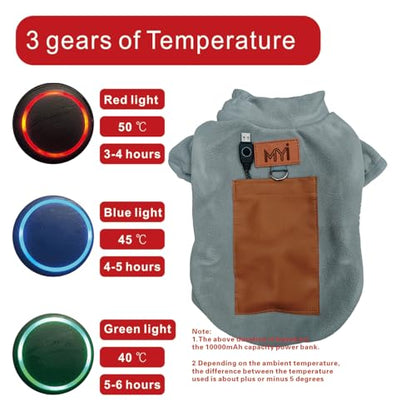 MYI Winter Heated Dog Electric Warm Coat Clothes for Small Medium Large Dogs Outside/Inside Cold Weather Jacket pet Vest Gray-L(NOT Included Batteries) - color: Gray, size: Large(Back length 11.8 Inch)