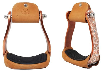 CHALLENGER Horse Western Black Engraved Rhinestone Barrel Racing Aluminum Show Stirrups 51179v - color: Bronze, size: 4-3/4" Width, 4-3/4" Height