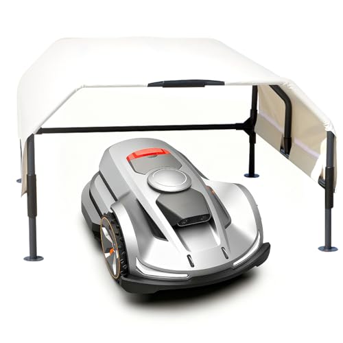 Robot Mower Garage, Rainproof UV-Proof Shelter for All Mowers（Large Size） - color: white