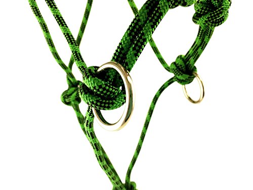 Southwestern Equine Side Pull Rope Halters with Nickle Plated Rings - color: Green/Black