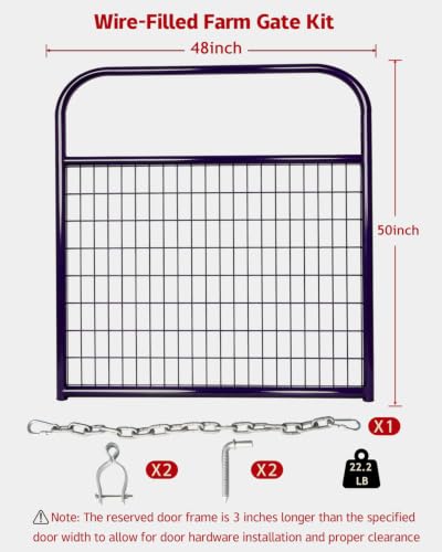 Farm Gate 4ft×50in, PVC-Coated Welded Steel Livestock Gate, Blue