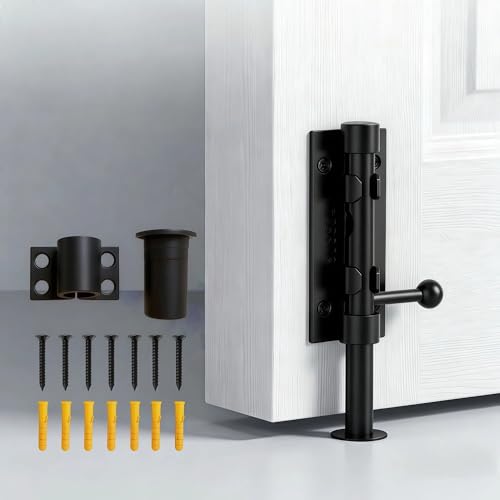 1-Pack 6.3" Barrel Bolt Latch Black,Stainless Steel Heavy Duty Gate Latches - color: Black-6.3inch