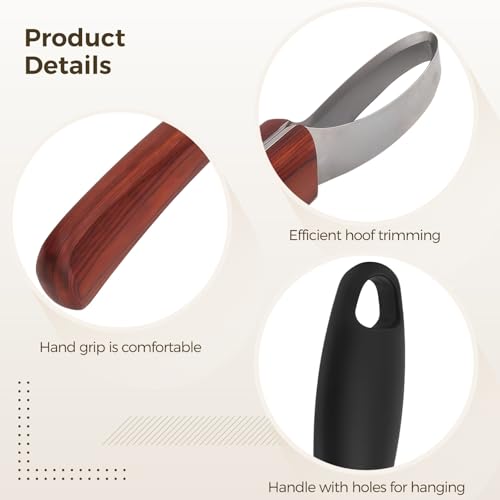 2 Pcs Professional Hoof Trimming Kit, Hoof Knife with Sharpener, Dual Grit Diamond Sharpening Rod, Ergonomic Handle for Livestock Care, Long-Lasting Tools