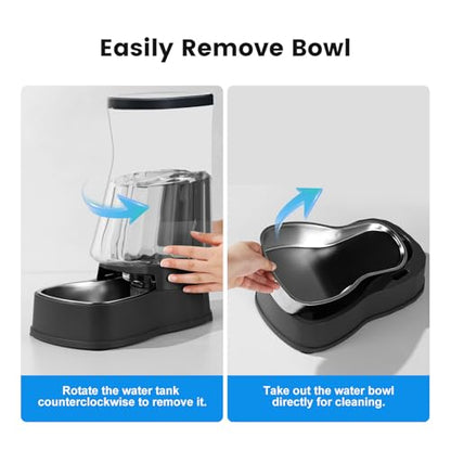 Automatic Dog Water Dispenser, Stainless Steel Bowls Feeder, 100% BPA-Free - color: Dark Grey, size: 1.6 Gallon