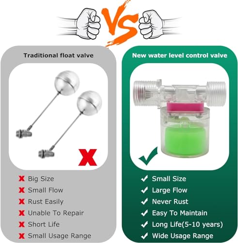 Transparency Water Float Valve, Water Level Control Water Tank Traditional Float Valve Upgrade (1/2” to 1/4“ SIDE) - size: 1/2” to 1/4“ SIDE