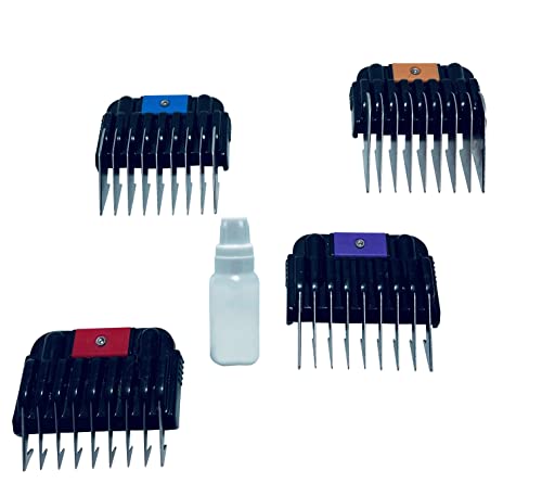 My Pet Command 4 Blade Guides for Cordless Pet Clipper Model MPC15DS | Replacement or Additional Blades/Guides, 1 Bottle of Lube oil - size: 4 Guides