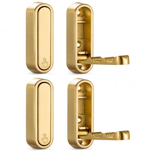 Folding Wall Hooks, 4 Pack Gold Heavy Duty Coat Hooks, Screw Mounted - color: Gold, size: 4 Pack