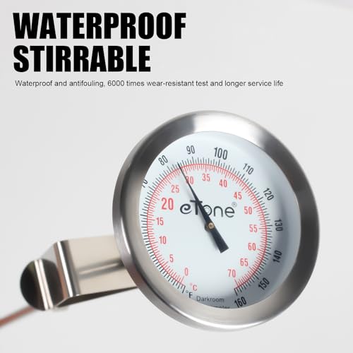Darkroom Dial Thermometer Stainless Steel with Wall Clip Battery-Free Film Processing Equipment (Metal)