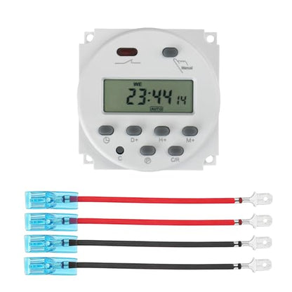 Baomain Time Switch Relay with 4 x Terminal Cable,Digital LCD Programmable Timer,24V DC/AC Input,200-250V 16A Output,28 Programs Daily/Weekly Schedule,CN101A for Lighting and Equipment Control - size: Timer with Terminal Cable