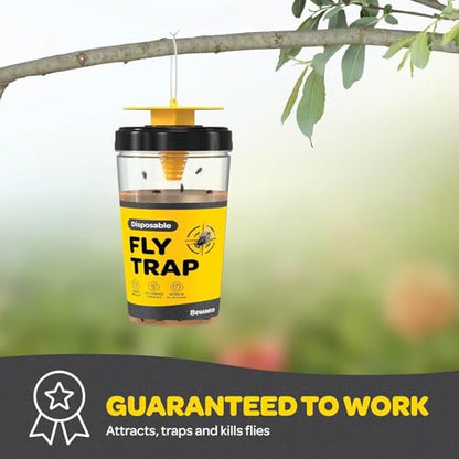Outdoor Fly Trap [Set of 1] Fly Traps with Dissolvable Non-Toxic Bait - Fly Repellent for Outdoor Use Only - Controls Flies for Patios, Barns, Ranches Etc. Hanging Fly Traps with Tie Included - style: 1 Trap