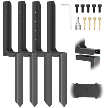 Fence Post Repair Kit 4 Pack, 8mm Double-Layer Post Anchor for Wood Posts