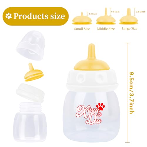 Pet Feeding Bottle,3 Pack 60ml Nursing Bottle, 3 Sizes Nipples with Ventilation Valve Resistant Tearing Perfect for Puppies, Kittens, Small Wildlife(Yellow) - color: yellow