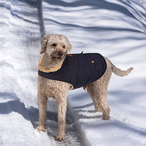 Queenmore XS Warm Puffer Dog Jacket Ultra Thick Plush Quilting Winter Coat - color: Dark Navy, size: X-Small