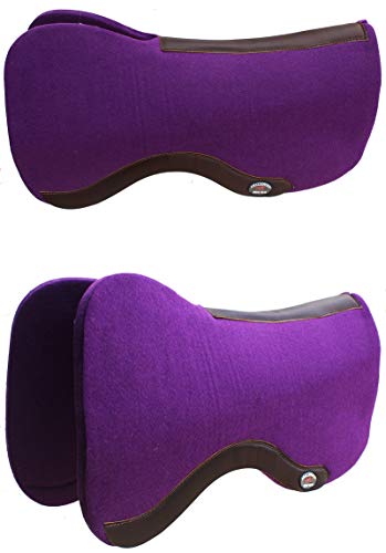Horse SADDLE PAD Western Contoured Wool Felt Moisture Wicking Black 39RT16 - color: Purple/Brown