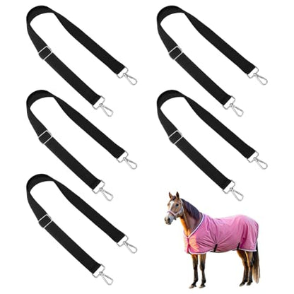 BENECREAT 6Pcs Horse Blanket Sheet Leg Straps, Replacement Stretchy Belly Strap with Double Swivel Snaps, 22~40inch Adjustable Elastic Straps for Grazing and Stable