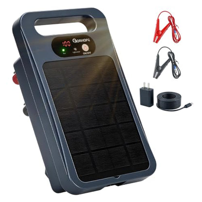 0.32J Solar Electric Fence Charger – 20-Mile Range with Smart Display Grey - color: Grey