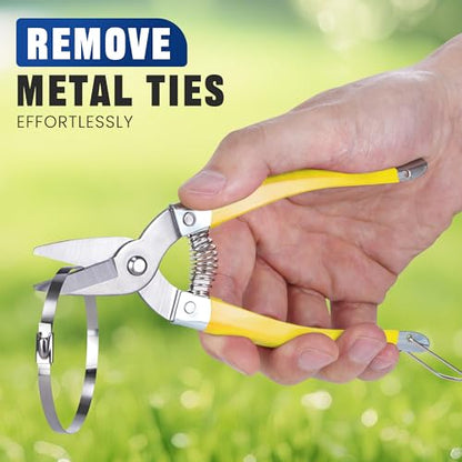 DAU Stainless Steel Cable Tie Gun Kit-150PCS Metal Zip Ties (3 Sizes), Tensioning/Cutting Tool for Fencing, Chicken Coop, Cable Bundling, Exhaust Repair & Structural Reinforcement
