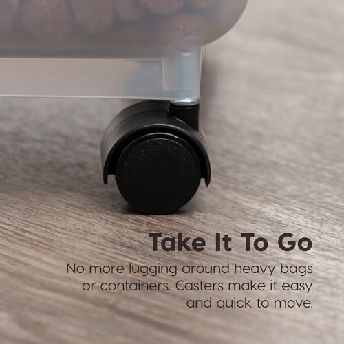 IRIS USA Remington WeatherPro Airtight Dog Food Storage Container, Up to 42 lbs, Attachable Wheels, For Dog Cat Bird and Other Pet Food Storage Bin, Keep Fresh, Translucent Body, Green - size: 42 lbs