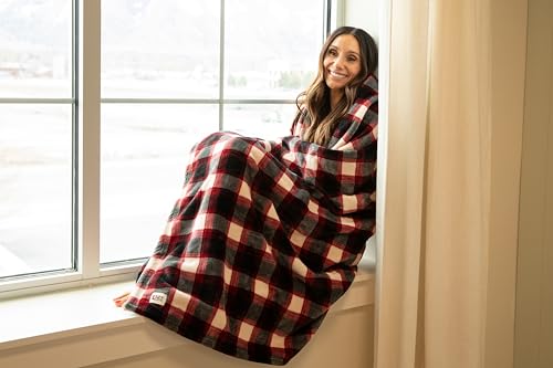 Lazy One Soft Cloud Fleece Throw Blanket – Cozy Polyester Blanket 50" x 70" – Warm, Lightweight Fleece Throw for Bed, Couch, or Sofa (Black Plaid) - color: Black Plaid