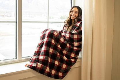 Lazy One Soft Cloud Fleece Throw Blanket – Cozy Polyester Blanket 50" x 70" – Warm, Lightweight Fleece Throw for Bed, Couch, or Sofa (Black Plaid) - color: Black Plaid