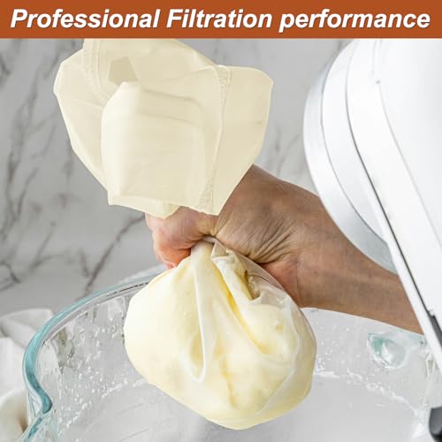 4 Pcs 12"x12" Nut Milk Bag with SGS Tested 100% Nature Unbleached Cotton, Premium Cheesecloth Bags for Straining, Reusable Nut Bag Strainer for Making Almond & Nut Milks, Cold Brew, Yogurt, Juicing - color: cheesecloth bags - 4 Pcs