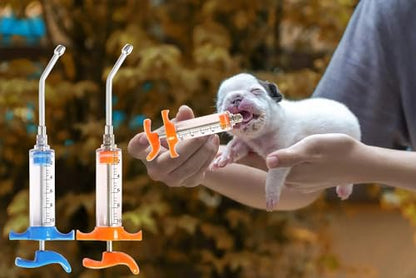 2 Pcs Goats Feed water filler, Drench Nozzle, Reusable, Adjustable Dosage, for Cattle, Sheep, Goats, Horse, Pig, Dog Supplies ( Blue+Orange 10ml) - size: F (2ps 10ml)