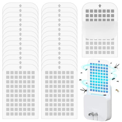 Qualirey 30 Pack Flying Insect Trap Refill Sticky Card Plug Refill Replacement, 1:1 Size