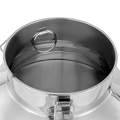 DYNAMI 7.4Gal 304 Stainless Steel Milk Can with Airtight Lid and Handles,Anti-Leak Liquid Storage Barrel,Food Grade Container for Liquid,Solid Storage and Transport,Large Opening for Easy Cleaning - size: 7.4Gal