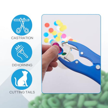 100Pcs Castration Bands and Goat Banding Kit, Stainless Steel Jaw Castration Tool with Non-Slip Plastic Handle, Livestock Bander for Lambs, Calves | Balloon Expander