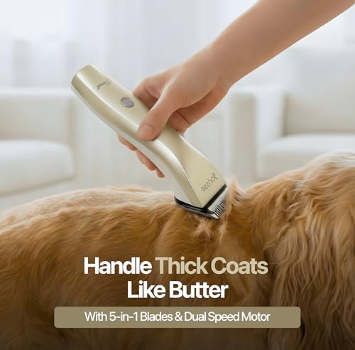 Hornet 5-in-1 Cordless Dog Clippers - Low Noise Pet Grooming, Grey | Precision trimmer for shaping and styling dogs and cats, with a detachable blade that adjusts across five cut settings