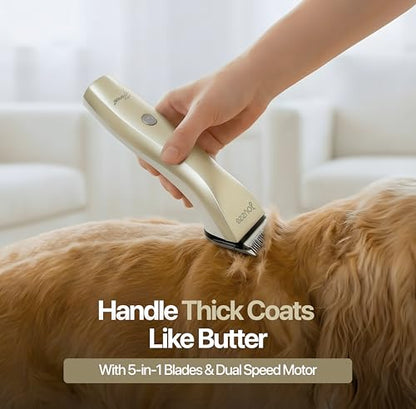 Hornet 5-in-1 Cordless Dog Clippers - Low Noise Pet Grooming, Grey | Precision trimmer for shaping and styling dogs and cats, with a detachable blade that adjusts across five cut settings