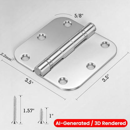 TDCHINGES Rounded Door Hinges Polished Chrome 3.5 Inch 5/8" Lasting Mute - color: Polished Chrome-Rounded, size: 1 Pack-Ball Bearing-lasting no squeak