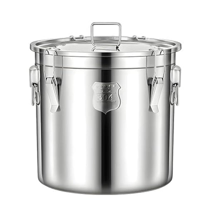 304 Stainless Steel Airtight Canister, Metal Cereal Flour Storage Container with Carry Handle Sealed Lid Coffee Canisters for Household Kitchen Bean Oil Milk Barrel (33L/8.7Gal) - size: 33L/8.7Gal