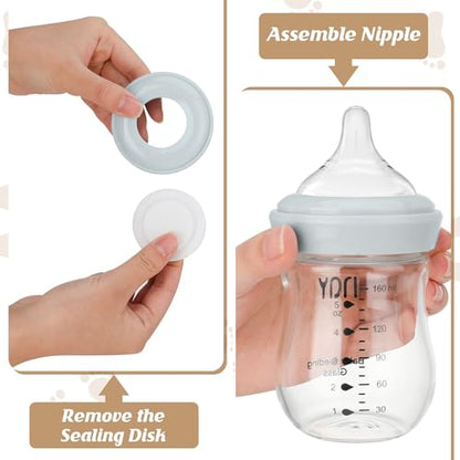 yanyoyo Glass Breastmilk Storage Bottles, 8oz Wide Neck Breast Milk Containers, BPA-Free, Lead-Free, Fits Breast Pumps and Nipples, 4 Pack