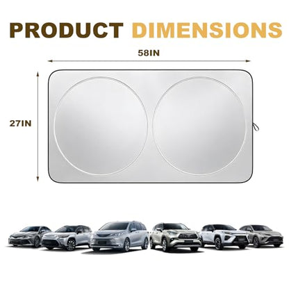 Car Windshield Sunshade, Front Window Heat Blocker Automotive Sun Screen, Foldable Sun Visor Cover Vehicle Front Windshield Shades for UV Protection, Car Accessories (Small) - color: S(150*70cm)