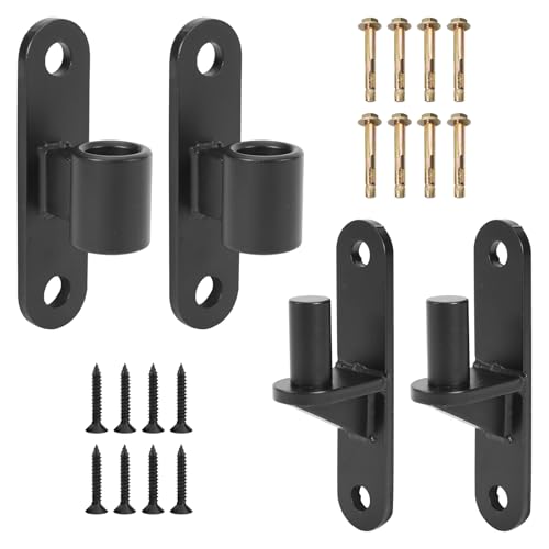 Wall Mount Gate Hinges, 2 Pairs Heavy Duty Fence Gate Hinges 5/8'' Pin Fence Post Hinge Set for Wooden or Concrete Fence Gate (Black, Screws Included) - color: Black-2 Pairs